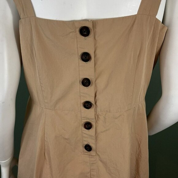 Madewell Tan Button-Back Tiered Midi Dress Size 12 Earthen Sand AO282 - Picture 6 of 16